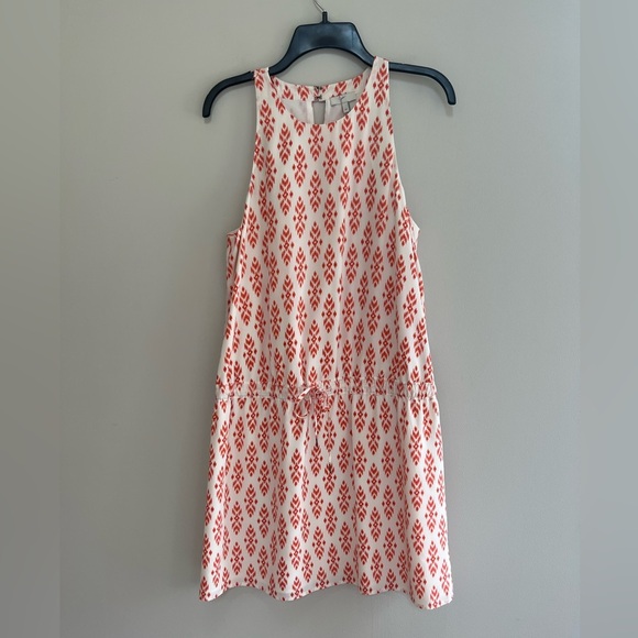 Joie Diega 100% Silk Self Tie Halter Neckline Mini Dress, Orange White, M - Picture 3 of 9